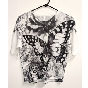 Yu Jin butterfly cropped knit top shirt
